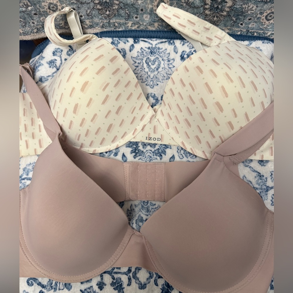 Izod Cream Patterned and Brown Bra Duo